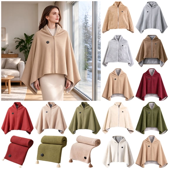 Heated Shawl Wraps for Women, USB Wearable Heated Blanket Shawl, 3 Heat Settings, Fast Heating, 1PC