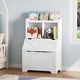 thumbnail image 3 of 2-estante para niños de madera almacenamiento gabinete: estante y toy almacenamiento con flip-top lid y cubby, blanca finish para playroom, dormitorio, nursery, o school, 3 of 8