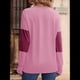 thumbnail image 5 of Blusas Elegantes e Informales para Mujer, con Bloques de Color, de Larga y Cuello en V, para Otoño. Melocotón L, 5 of 6