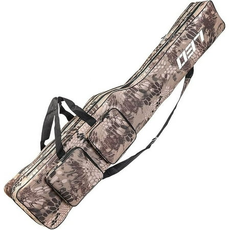 Fishing Tackle Storage Bag 130cm/4.27ft Portable Fishing Rod Reel Organizer Fishing Pole Gear Tool Cases Carrier Two Layer Durable Oxford Large Capacity Travel Fishing Cover Bag 5 Color