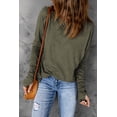 thumbnail image 4 of Sweat-shirt Vert à Manches Longues Col Rond et Manches Longues pour Femmes, 4 of 8