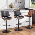 thumbnail image 2 of Set de 3 taburetes de bar REONEY ajustables de PU negro, 2 of 9