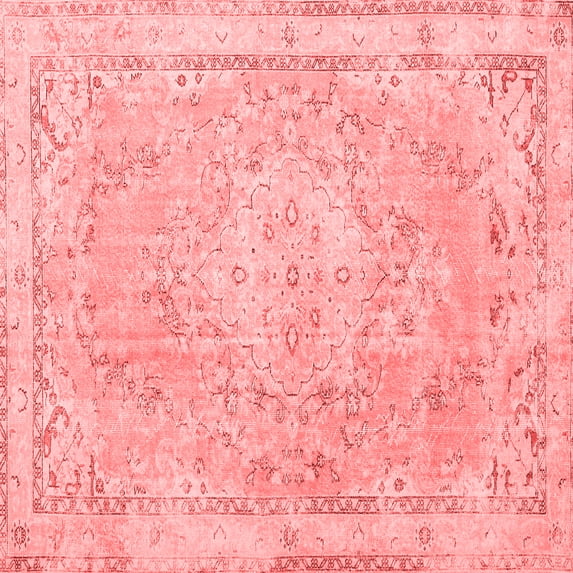 Ahgly Company Indoor Square Medallion Red Traditional Area Rugs, 3' Square