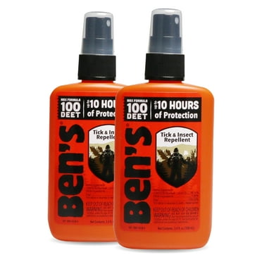 Ben's Tick & Insect Repellent - Travel Size Bug Spray with 100% DEET for Mosquitoes, Ticks & More - Up to 10 Hours of Protection - Max Strength - 3.4 oz (2 Pack)