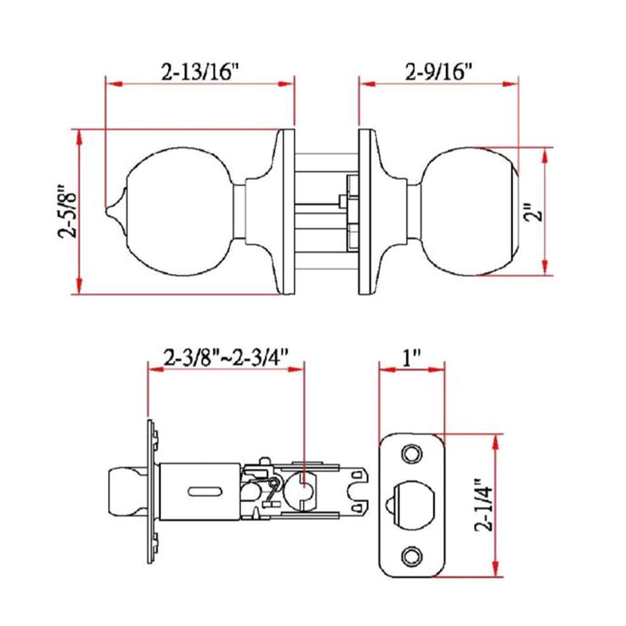 Ball Keyed Entry Door Knob, Oil Rubbed Bronze Finish, ANSI Grade-3, Left or Right Hand