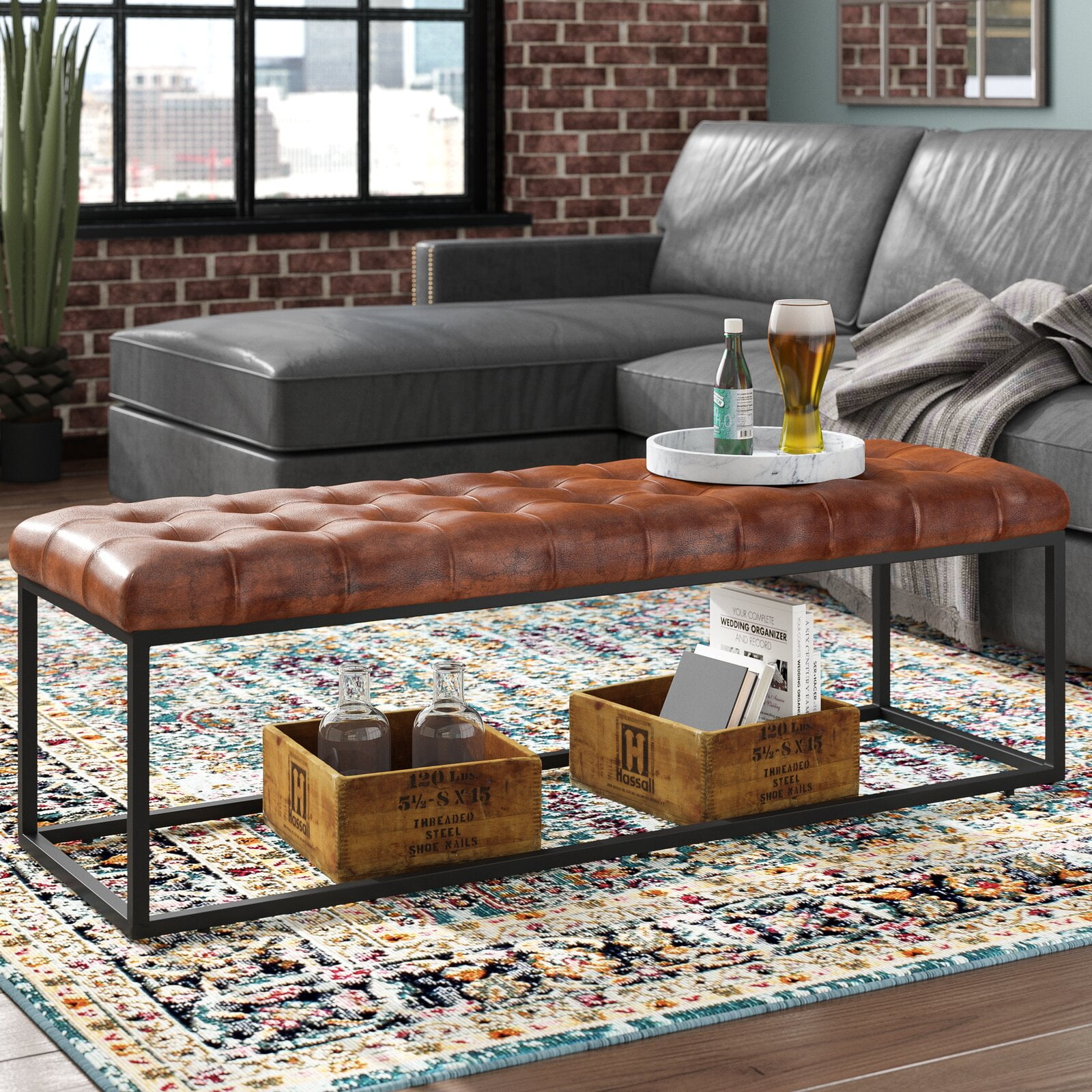 Carroll Genuine Leather Bench Walmart