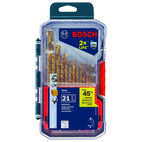 Juego de brocas BOSCH TI21A de 21 piezas con revestimiento de nitruro de titanio