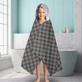 thumbnail image 6 of Gray and Black Checkerboard Pattern Hooded Bath Towel，60"x35" for Ages 3 To 12 Kids, Quick Dry Lightweight Soft Microfiber Hood Beach Towel Cover Up for Kids, 6 of 7