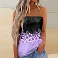 thumbnail image 2 of MIASHUI Blouse Tube Imprimée pour Femmes Vacances d'Été Débardeur Bandeau Sans Bretelles, Violet, P, 2 of 5