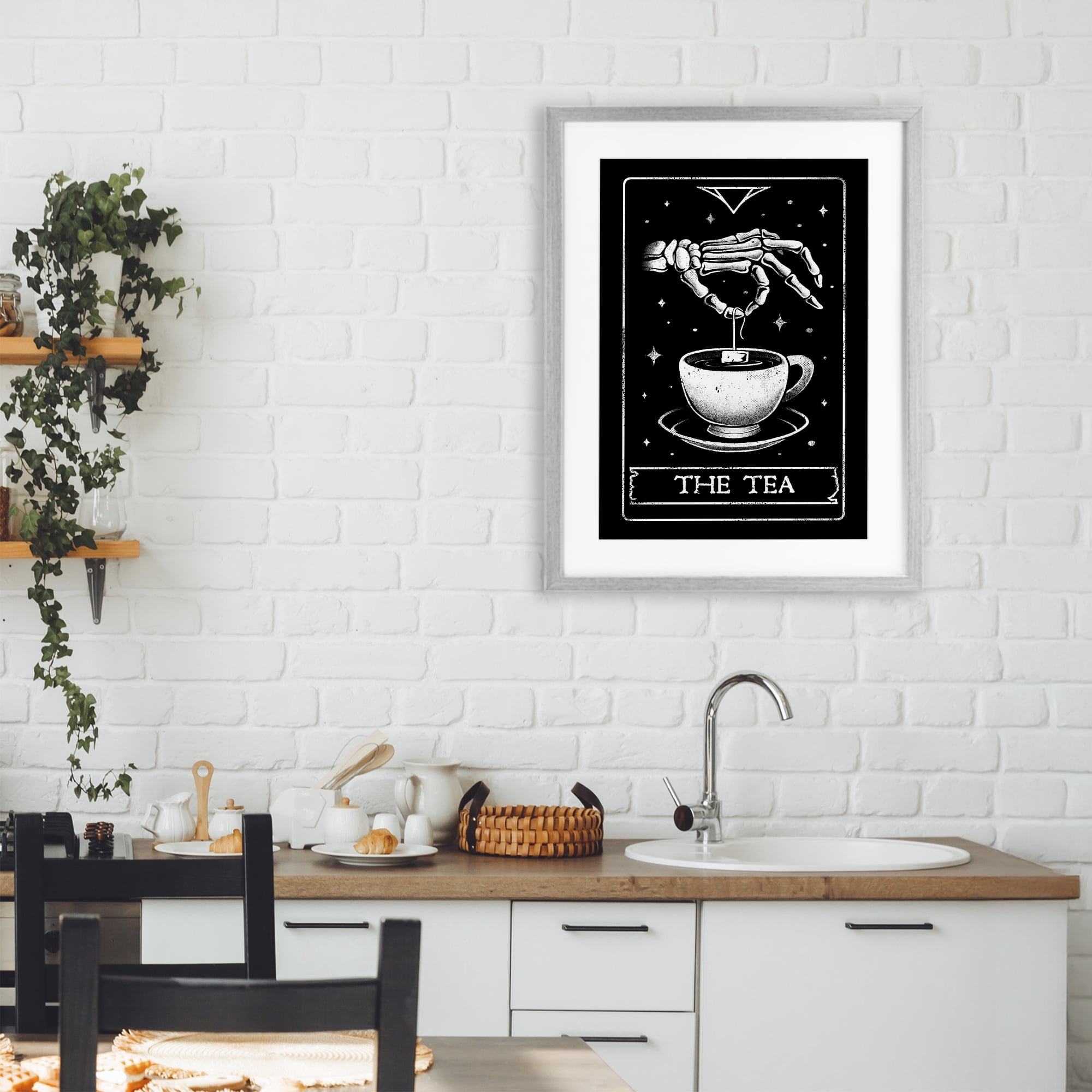 Stupell Industries The Tea Skeleton Tarot Gray Framed Print Under Glass, design by EduEly Designs