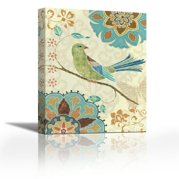 Eastern Tales Birds II - Contemporary Fine Art Giclee on Canvas Gallery Wrap - wall décor - Art painting - 22 x 28 Inch - Ready to Hang