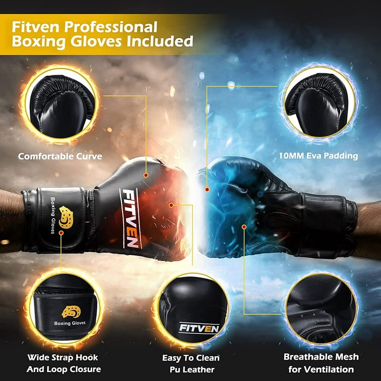 FITVEN Freestanding Punching Bag 70-205lbs with Boxing Gloves Heavy Punching  Bag with Suction Cup Base for Adults - Men Stand Kickboxing Bag Boxing Bag  for Home Office