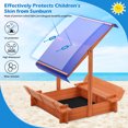 thumbnail image 2 of YOUPINS 48" Wooden Sandbox with Lid, Outdoor Large Kids Sandbox with Seat,for Yard Lawn Garden, 2 of 9