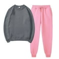 thumbnail image 2 of 2PCS Outfits Men's And Women's Sports Tracksuits Long Sleeve Crewneck Solid Color Pullover Hoodless Sweatshirt And Sweatpants Fall Winter Suit&nbsp; Dark Gray XXXL, 2 of 5