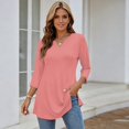 thumbnail image 4 of Womens 3/4 Sleeve V Neck Tunic Tops Summer Loose Fit Blouses Daily Vacation Casual T-Shirts, 4 of 7