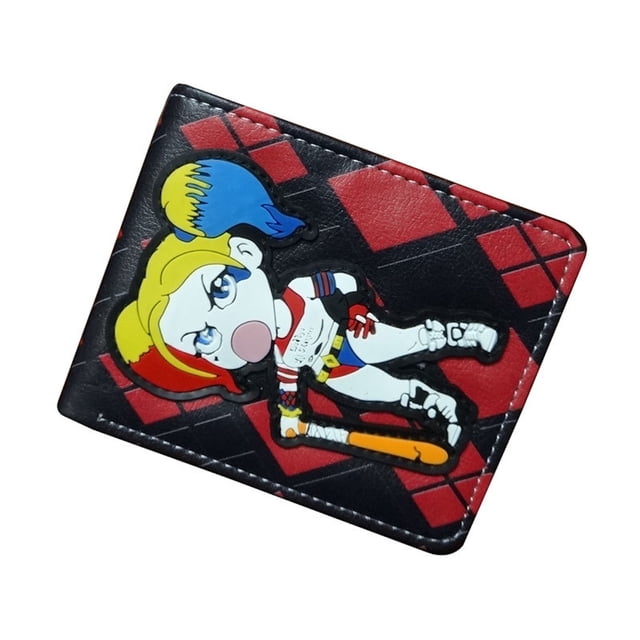 Cartera Harleys Quinns con personajes de anime, delgada, plegable, de poliuretano