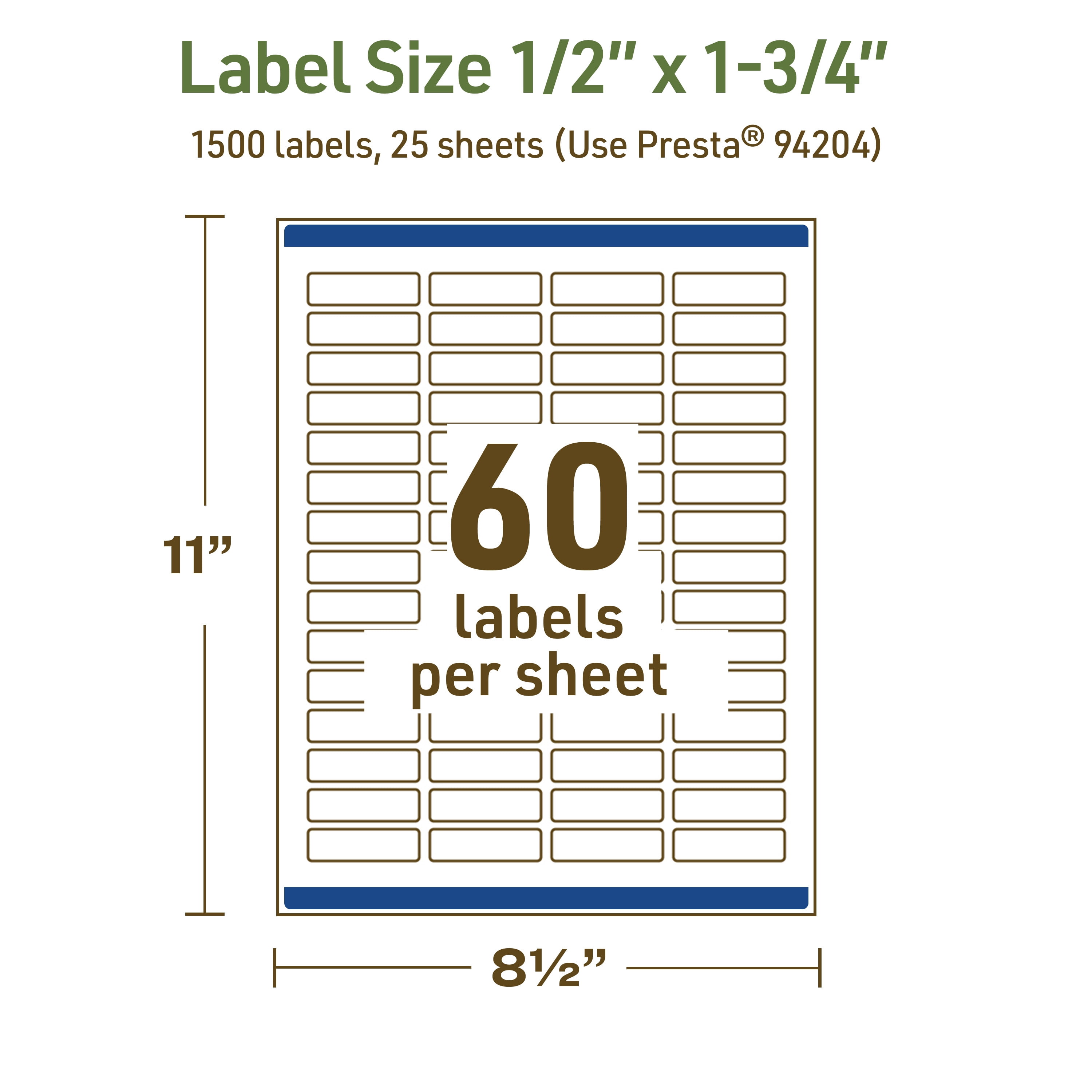Avery Dissolvable Rectangle Labels, 0.5" x 1.75", 1500 Labels