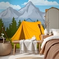 thumbnail image 6 of Wallpaper Cartoon Forest Mountain Scenery Outdoor Campfire Camper Peel and Stick Wall Murals 69"H x 96"W Removable PVC Wall Paper Self-Adhesive Wall Paintings Art Decor for Bedroom Living Room, 6 of 7