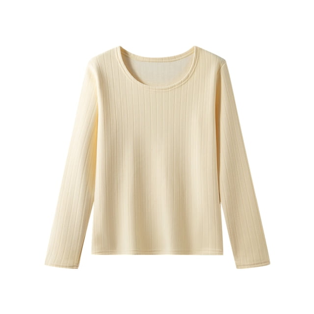 cfhntfmh Long Sleeve Thermal Top for Women Fleece Lined Undershirts Warm Base Layer Top for Ribbed Knit Loungewear