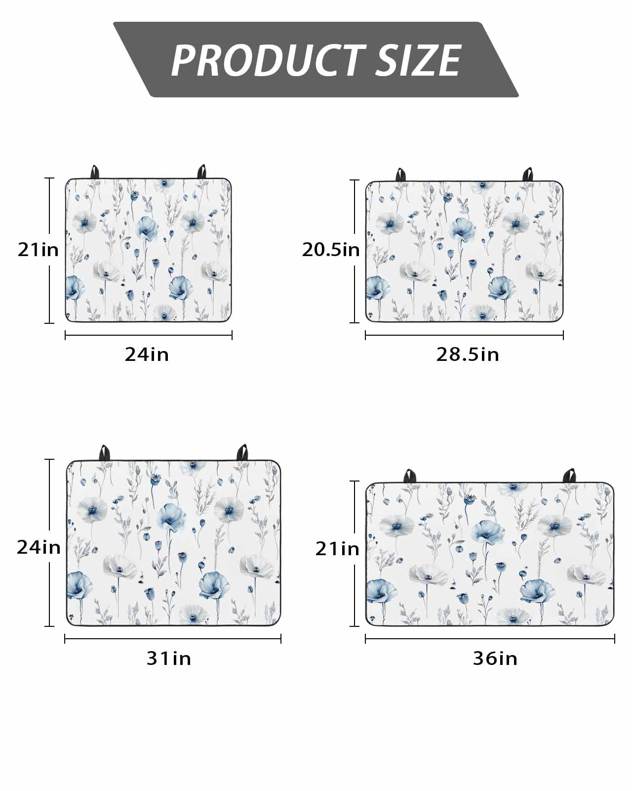 Stove Top Covers for Electric Stove, Blue Floral Spring Glass Stovetop Cover Protector, Farmhouse Poppy Botanical Induction Cooktop Protector Oven Mat for Kitchen Countertop 24"x21"