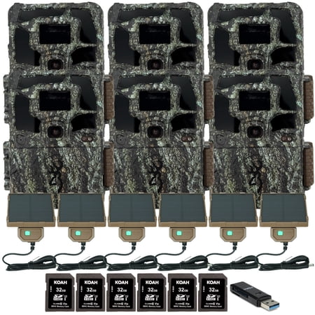 Browning Dark Ops Pro X 1080 Trail Motion-Activated Camera (6-Pack) with Solar Power 32GB Memory Card and Card Reader