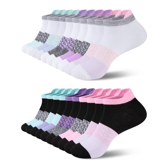 COOPLUS 10 Pairs Ankle Socks for Women Low Cut Lightweight Breathable Athletic Running Socks for Women