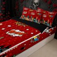 thumbnail image 3 of Erosebridal Comic Boom City Spider Print Zipper Twin Comforter Sets with Fitted Sheet and 2 Pillowcases for Boys Girl, Red Cartoon Halloween Town Zipper Bedding Set, Black Reversible, 4pcs, 3 of 7