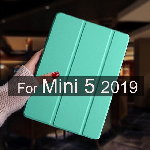 For ipad mini 5 4 3 2 1 Case Leather Stand Smart Tablet Cover Skin For iPad Mini 4 Case Mini 2 3 1 Mini 5 2019 Protective Shell Mini 5 Mint green