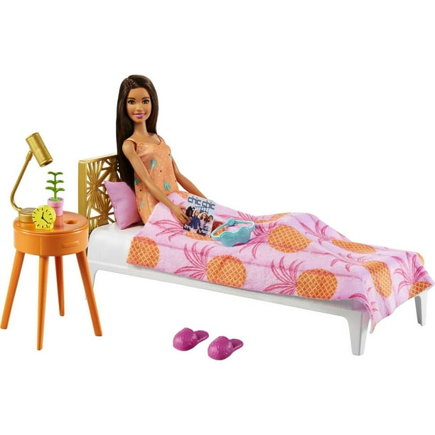 Barbie Doll and Bedroom Playset, Indoor Furniture with Barbie Doll - Walmart.com