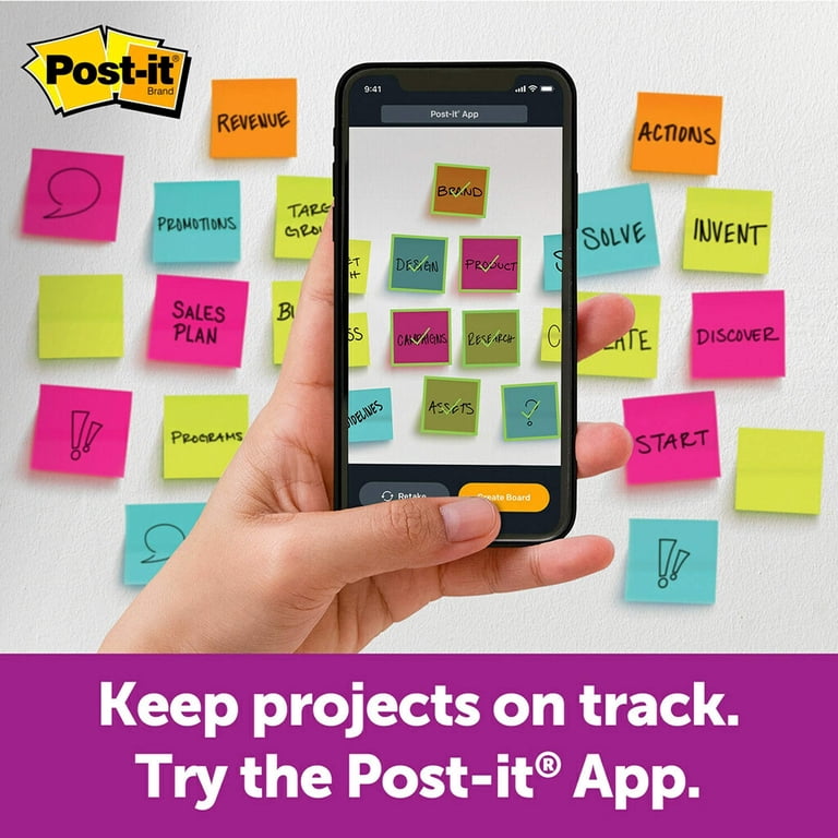 Post-it 654-5SSSC Super Sticky Notes, Black, 3x3, Pack Of 5 Pads