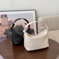 thumbnail image 2 of Bolso de hombro French Clouds, bolso de mano de gran capacidad a la moda para mujer, bolso tipo lonchera de color puro, bolso retro de PU sencillo para bolas de masa hervida, 2 of 5