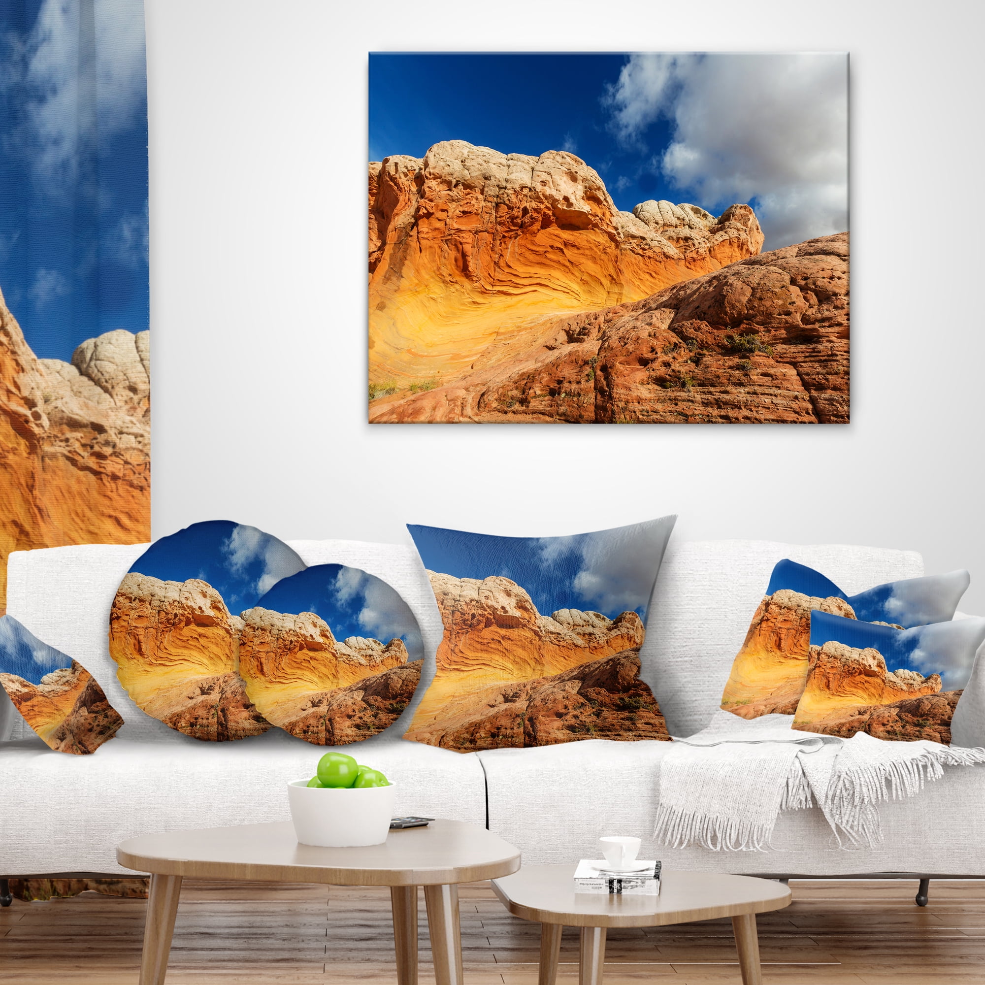 Designart Vermillion Cliffs under Blue Sky - Landscape Printed Throw Pillow - 18x18