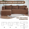 thumbnail image 3 of BUIORD 87" Modular Sectional Couch, Oversized L-Shaped Floor Sofa Velvet Sectional Sofa with Chaise Lounge, Left-Hand Facing Modular Couch for Living Room, Khaki, 3 of 7