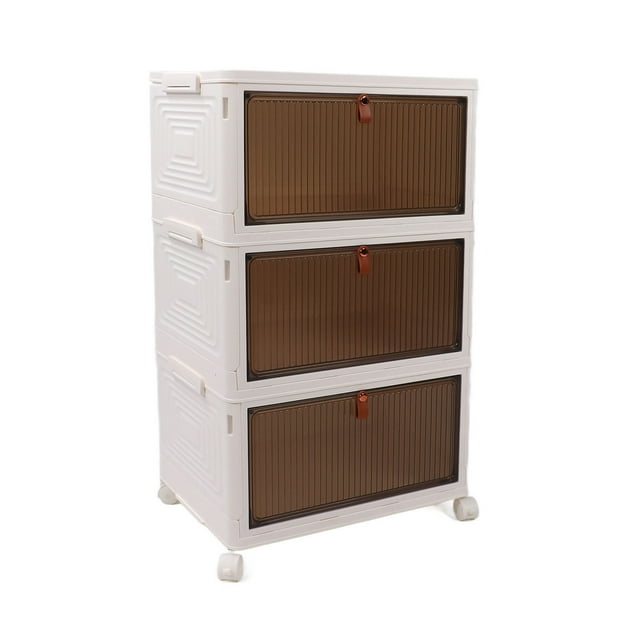 Stackable Storage Bins with Lid, Plastic Closet Organizer Box with Wheels for Living Room Bedroom
