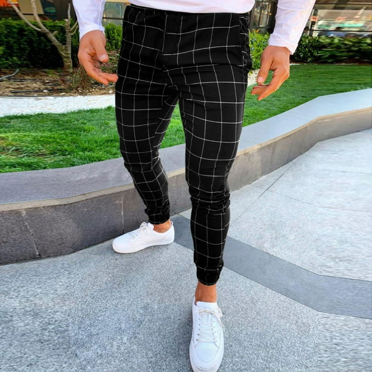 Black Plaid Checkered Pants Fashion Men Personalized Fashion Men's