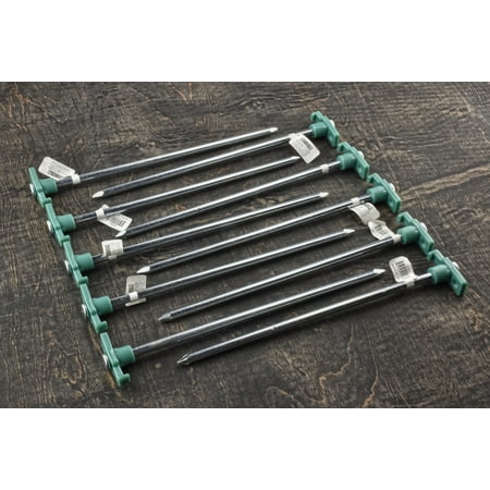 Se 9Nrc10-20 Galvanized Non-Rust Heavy Duty Metal Tent Pegs Stakes With Green