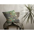 thumbnail image 3 of Carnation Garden Suede Blown and Closed Pillow Orange Green on Gray 16"x16", 3 of 9