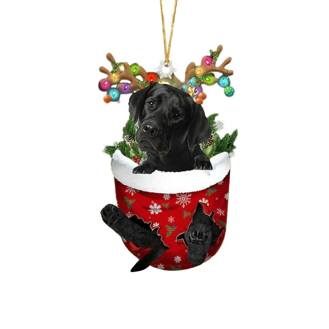 Decoraciones Del Árbol de Navidad Nuevos Lindos Calcetines de Navidad con Fronteras, Decoración Colgante Del Árbol de Navidad Del Perro, Regalo de Navidad, Regalos de Navidad Del Perro