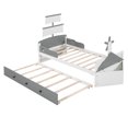 thumbnail image 6 of 3-Piece Bedroom Set, Modern Twin Size Boat-Shaped Platform Bed Frame with Trundle and Two Nightstands, Playhouse Twin Bed Frame Set for Kids, Boys, Girls, Bedroom, Gray, 6 of 6