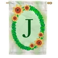 thumbnail image 1 of America Forever Summer Sunflower Wreath Monogram House Flag Letter Q 28 x 40 inches Green Ivy Wreath Summertime Double Sided Vertical Outdoor Yard Lawn Decorative Seasonal Yellow Floral House Flag, 1 of 5