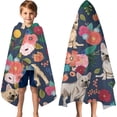 thumbnail image 3 of French Bulldog Dog and Pioneer Flower Hooded Bath Towel，60"x35" for Ages 3 To 12 Kids, Quick Dry Lightweight Soft Microfiber Hood Beach Towel Cover Up for Kids, 3 of 7