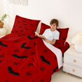 thumbnail image 3 of Homewish Simple Halloween Bat Bed Sheets,Tiny Bow Print Full Size Sheets,Red Black,4pcs,1 Flat Sheet,1 Fitted Sheet and 2 Pillowcases, 3 of 6