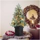 thumbnail image 1 of 3 - ft artificial christmas tree con square base, 78 LED lights, red berry decorations: easy installation para holidays, 1 of 6