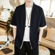 thumbnail image 1 of pstuiky Camisa de manga corta para hombre, Camisa de manga corta con cuello alto y botones sueltos informales de color liso para hombre camisas casuales para hombre xxxxxl, 1 of 7
