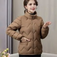 thumbnail image 3 of Cotton Padded Coat Stand Collar Long Sleeve Zipper Placket Warm Winter Jacket with Pockets Solid Color Thickened Quilted Outwear, 3 of 8