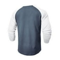 thumbnail image 4 of Zylanna Men's Henley Shirts, Fashion Crew Neck Long Sleeve Color Block Button Casual Pullover for Men Navy, 4 of 4