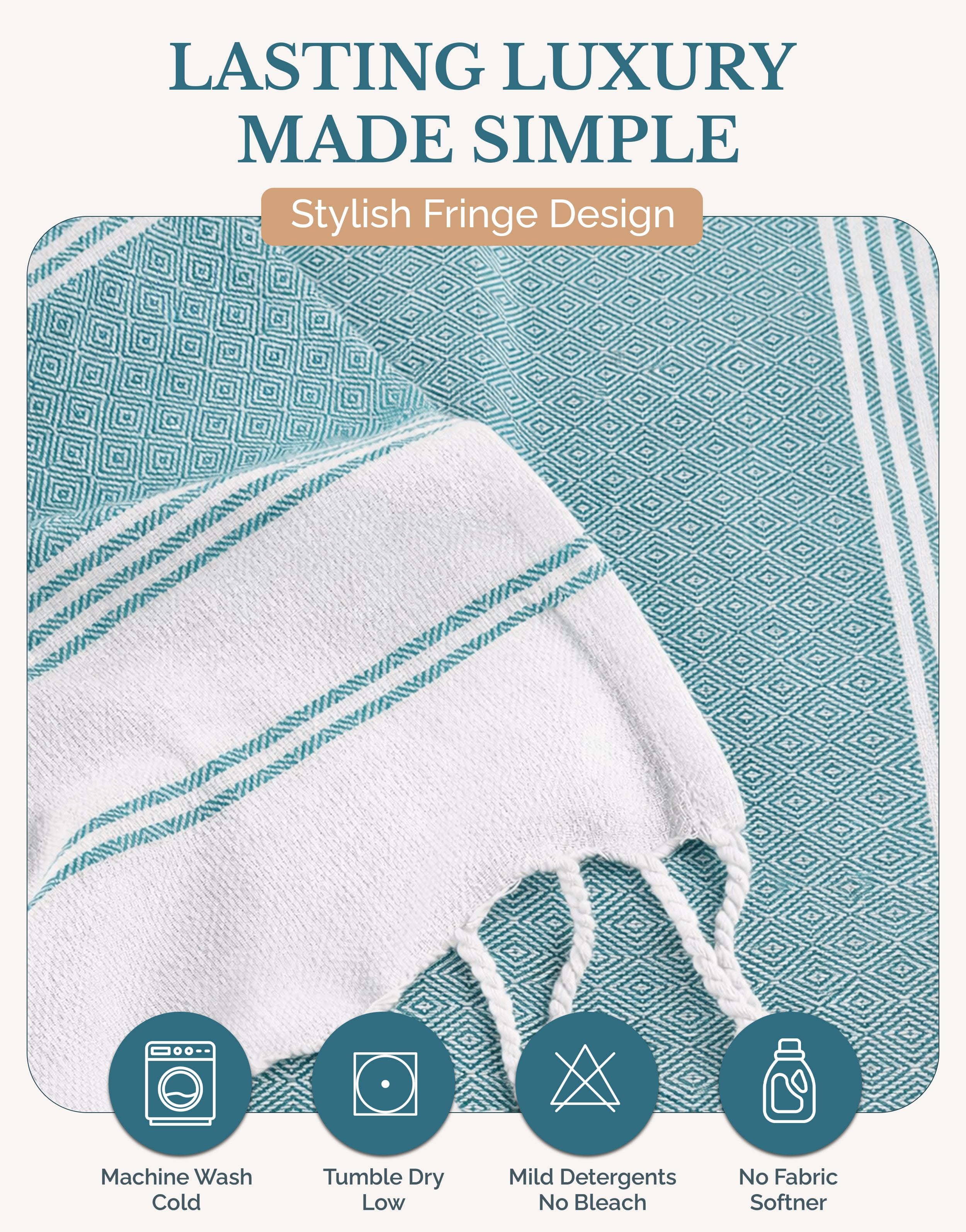 Casa Platino Hammam Beach Towels 6 Pack, Lightweight Quick Dry Cotton Oversized Beach Towels for Adults, Sand Free Travel Towels for Summer – Tropica