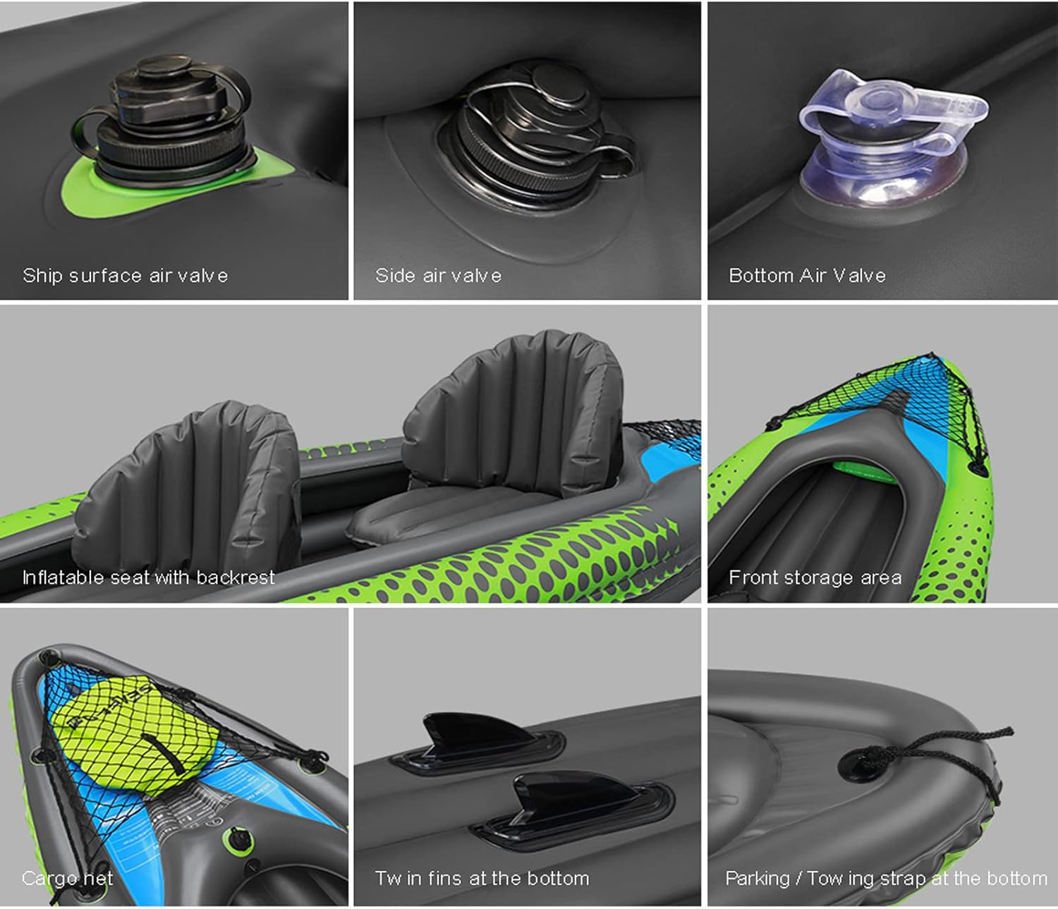 Savvycraft Inflatable  2 Person Tandem , Recreational Touring  Includes Aluminum Paddles, Padded Seats, Double Action Pump
