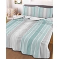 thumbnail image 2 of Aqua Gray Stripes Summer Quilt Set Twin Size,Soft Microfiber Quilted Bedding Set with 2 Pillow Shams,Minimalist Gradient Lines Aesthetic Lightweight All Season Bedspread Coverlet for Bedroom 68"x86", 2 of 6