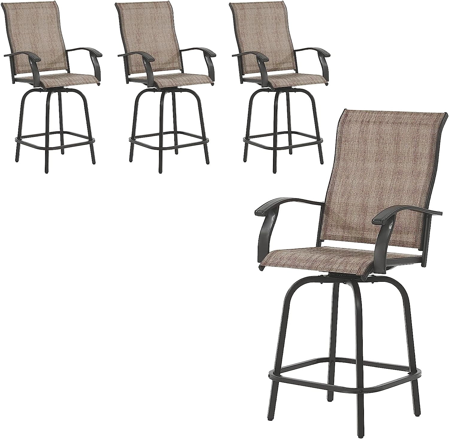 Techmilly Outdoor Swivel Bar Stools Set of 4, Bar Height Patio Stools